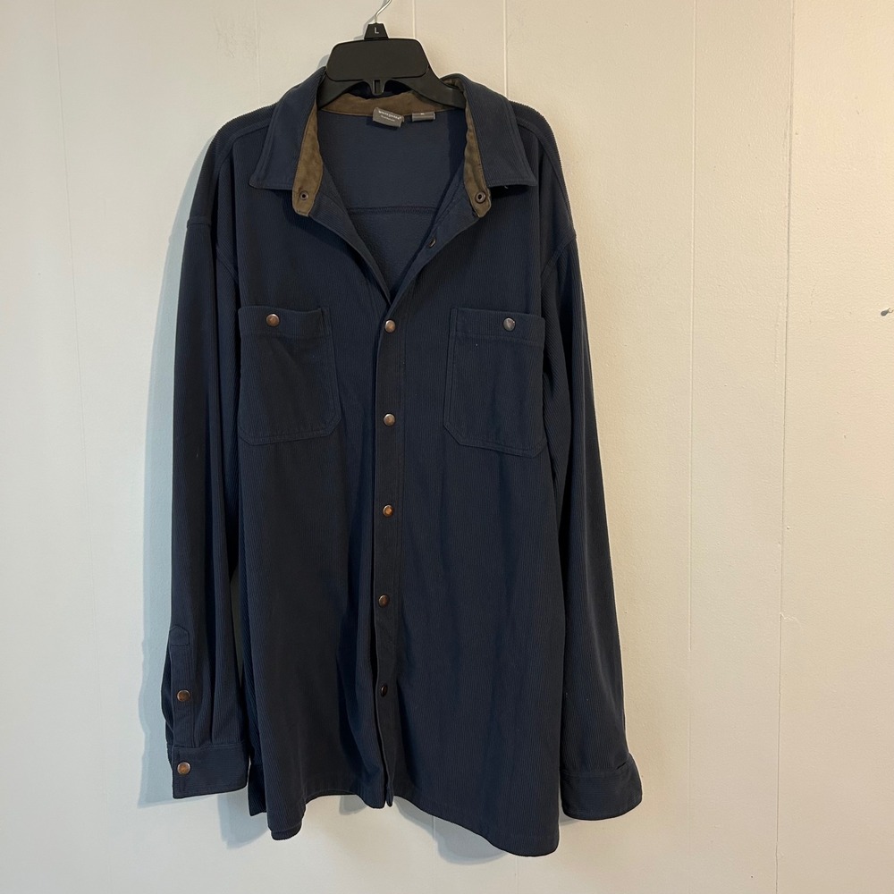 White Sierra Mens Navy Fleece Snap‎ Collar Shirt Jacket XL